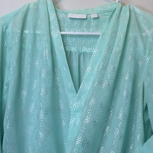 New York & Co Sky Blue Shimmer Blouse - Picture 3 of 10